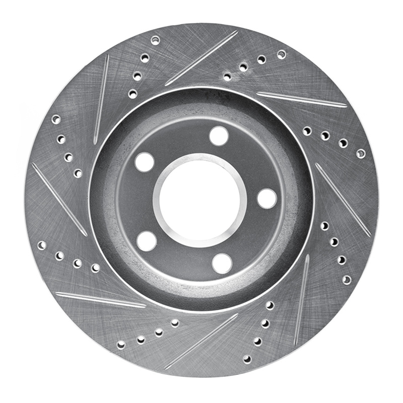 Buick Riviera Brake Rotor (1) - Front Right - R1 Concepts - Drilled & Slotted - Silver - `97-`05